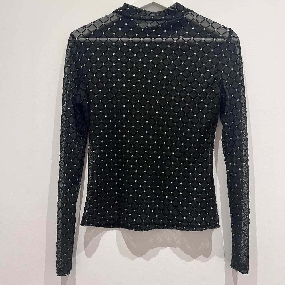 SHEIN Black Diamond Mesh Blouse